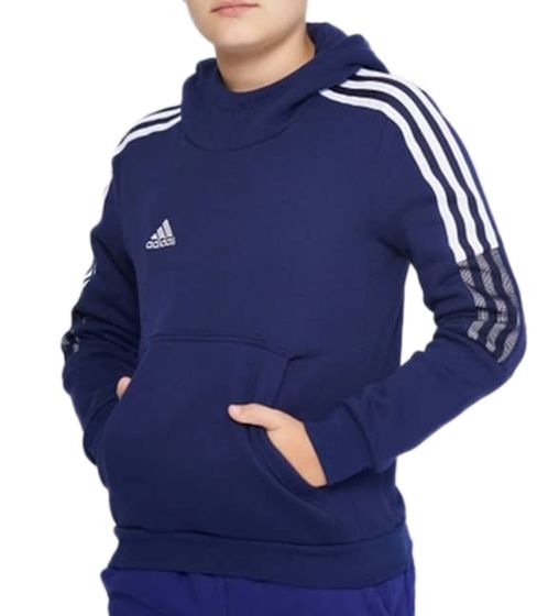 adidas Tiro 21 Kapuzen-Pullover für Jungen und Mädchen Sweat-Pullover Baumwoll-Shirt GK9680 Dunkelblau/Weiß