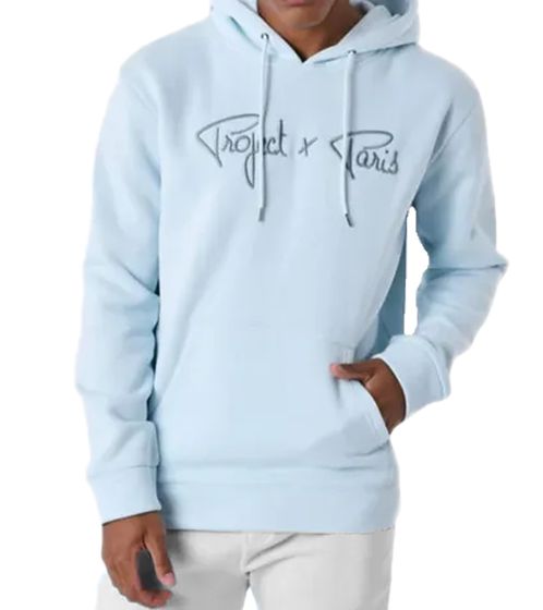 Project X Paris men's hooded sweater with cotton content, sweat sweater hoodie 1920010-1 IBBP light blue