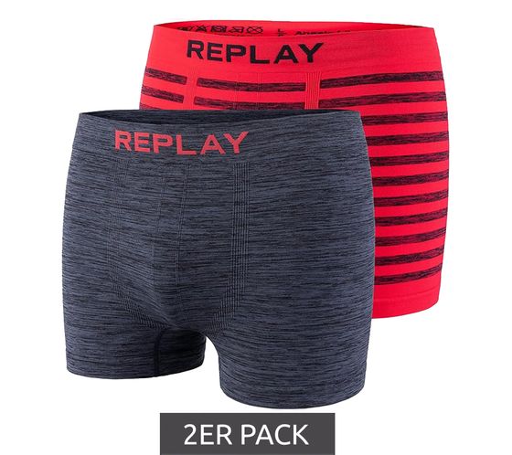 Pack of 2 REPLAY men's retro boxer shorts, tight underwear I101113 N093 grey/red