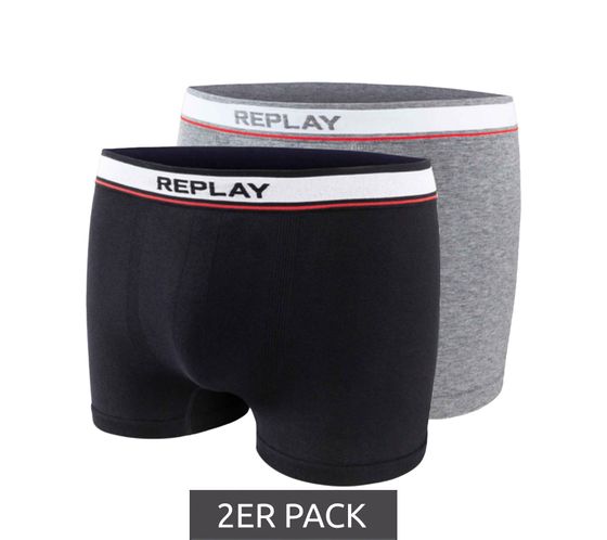 Pack of 2 REPLAY men's retro boxer shorts cotton underwear I101114 N149 black/grey