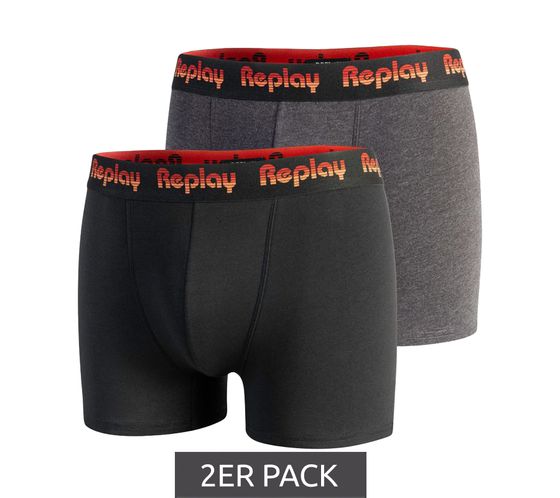 Pack of 2 REPLAY men's retro boxer shorts cotton underwear I101189 N193 black/grey