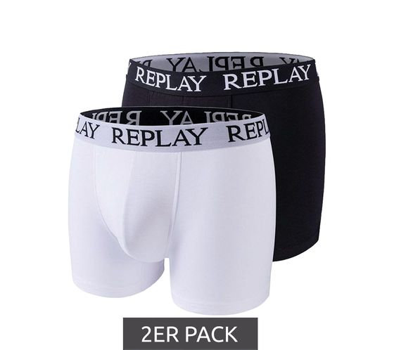 Pack of 2 REPLAY men's retro boxer shorts cotton underwear I101005 N137 black/white