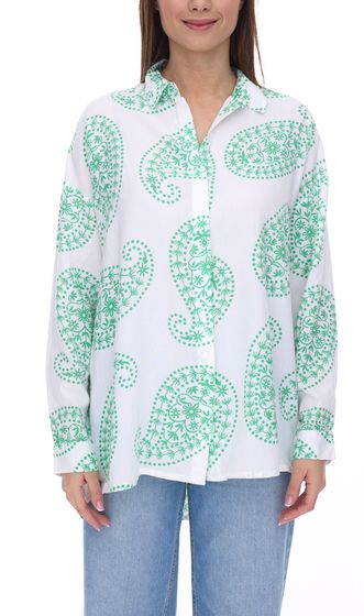 Aniston CASUAL FM chemisier d'été pour femme chemisier à manches 3/4 avec imprimé floral all-over 29313747 blanc/vert