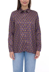 Aniston CASUAL chemisier d'été pour femme chemisier à manches longues en satin design rétro 91937160 violet/vert