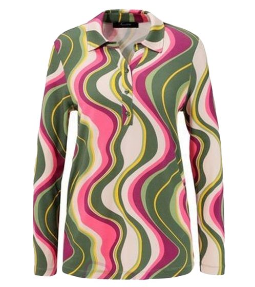 Aniston CASUAL chemisier d'été pour femme chemisier en jersey au design rétro avec motif ondulé 35376969 beige/vert/coloré