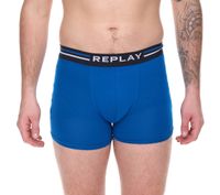 Pack of 2 REPLAY men's retro boxer shorts, cotton underwear, blue, black, dark blue or red