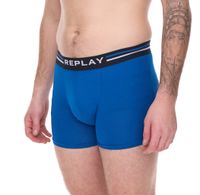 Pack of 2 REPLAY men's retro boxer shorts, cotton underwear, blue, black, dark blue or red