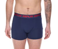 Pack of 2 REPLAY men's retro boxer shorts, cotton underwear, blue, black, dark blue or red