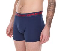Pack of 2 REPLAY men's retro boxer shorts, cotton underwear, blue, black, dark blue or red