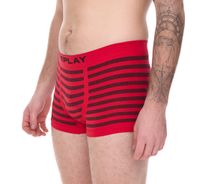 Pack of 2 REPLAY men's retro boxer shorts, cotton underwear, blue, black, dark blue or red