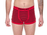 Pack of 2 REPLAY men's retro boxer shorts, cotton underwear, blue, black, dark blue or red