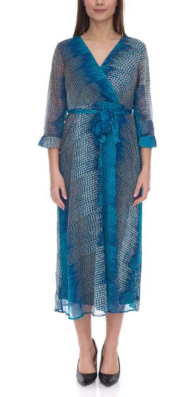 Aniston SELECTED Damen Maxi-Kleid mit Allover-Punkte-Print Sommer-Kleid 75709830 Blau/Grau/Beige