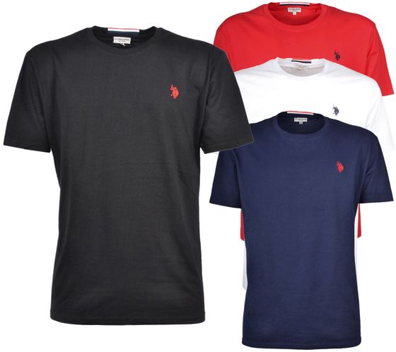 U.S. POLO ASSN. Men's basic T-shirt with brand embroidery cotton shirt US40 154 035 002387 in black, navy, white or red