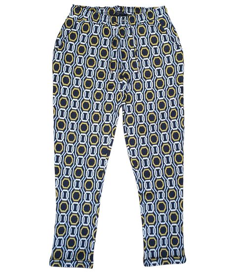 Aniston SELCTED women's fabric trousers with geometric pattern pull-on trousers 53064136 blue/white/yellow