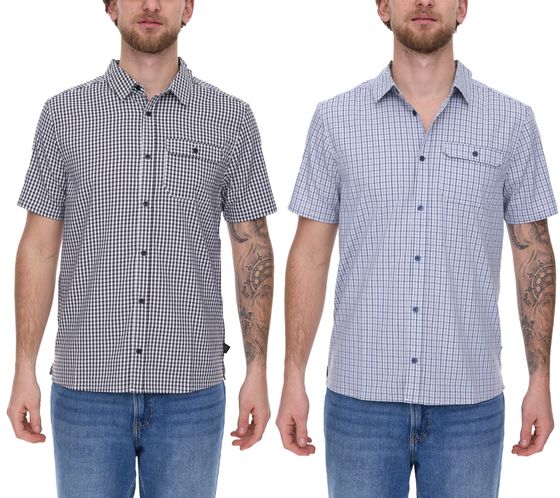 McKinley Dillingham M men's hiking shirt, short-sleeved shirt, simple, classic check shirt 4100318 black/white or navy/white