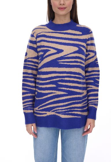 Aniston CASUAL women's knitted sweater, fashionable everyday sweater 53446109 blue/beige