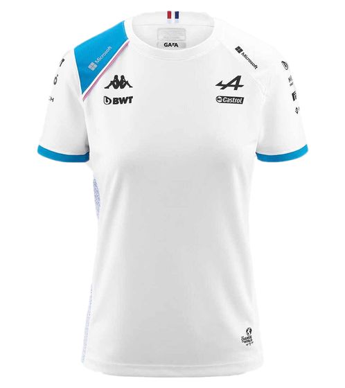 Kappa X ALPINE Formula 1 F1 Women's T-Shirt with HYDRO WAY PROTECTION Technology Short Sleeve Shirt 351G58W AF1 A0A White