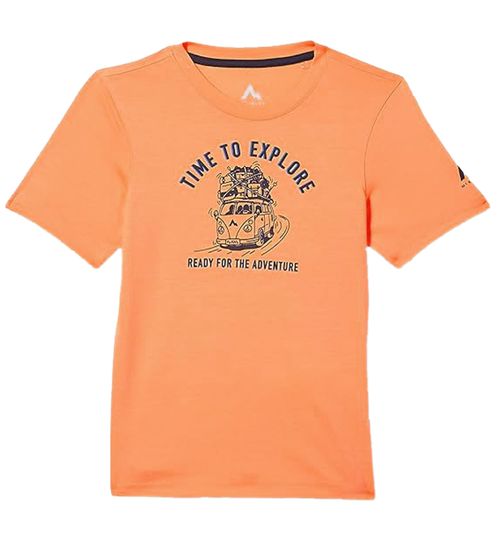 McKinley Zorma III children's T-shirt made of Dry Plus material for boys with Time to Explore print outdoor shirt 422078 220 Orange