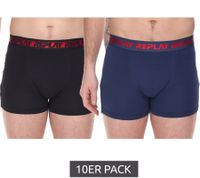 Pack of 10 REPLAY men's retro boxer shorts, cotton underwear, blue, black, dark blue or red