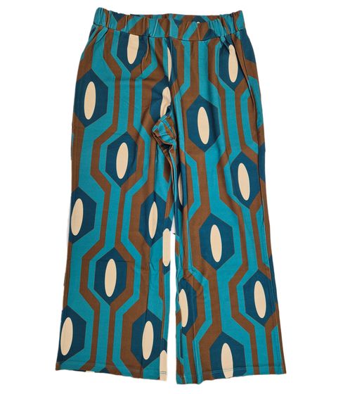 Aniston Casuals Palazzo pants women's pull-on pants in retro design 71410468 blue/brown/beige