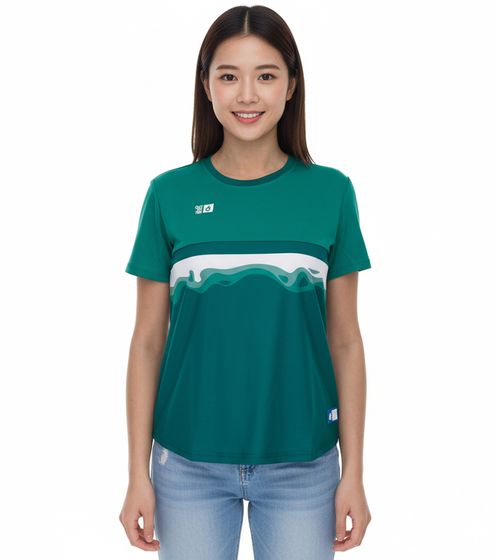Outfitter OCEAN FABRICS TAHI Damen nachhaltiges Training-Shirt mit Mesh-Einsätzen Fitness-Shirt Kurzarm-Shirt OUT-W-1021-OTW-23 Grün