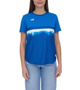 Outfitter OCEAN FABRICS TAHI maglia da allenamento sostenibile da donna con inserti in rete maglia fitness camicia a maniche corte OUT-W-1021-OTW-41 blu