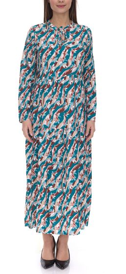 Aniston Casuals Damen Sommer-Kleid mit floralem Allover-Print Maxi-Kleid 84167267 Blau/Braun/Beige/Weiß