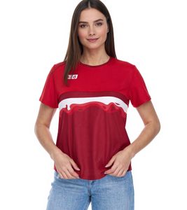 Outfitter OCEAN FABRICS TAHI maglia da allenamento sostenibile da donna con inserti in rete maglia fitness maglia a maniche corte OUT-W-1021-OTW-34 rosso
