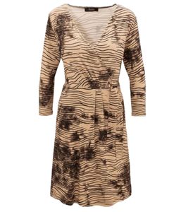 Aniston CASUAL women's midi dress wrap dress with animal print 3/4 sleeve 98257456 beige/black