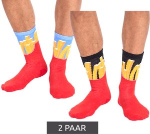 2 Paar TASTIQ Baumwoll-Socken mit Pommes-Print lange Strümpfe in stylischer Pommestüten-Geschenkbox TAS/1/CSX2/FRI Rot/Gelb/Schwarz/Hellblau 2 Paar TASTIQ Baumwoll-Socken mit Pommes-Print lange Strümpfe in stylischer Pommestüten-Geschenkbox TAS/1/CSX2/FRI Rot/Gelb/Schwarz/Hellblau