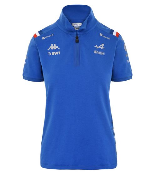 Kappa X ALPINE Formel 1 Team Ocon Gasly Damen Polo-Hemd mit HydroWayProtection Baumwoll Kurzarm-Shirt 35163WW AF1 063 Blau