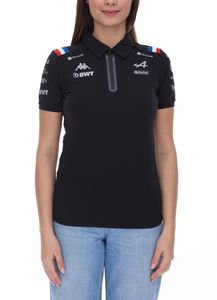 Kappa X ALPINE Formel 1 Team Ocon Gasly Damen Polo-Hemd mit HydroWayProtection Baumwoll Kurzarm-Shirt 35163WW AF1 005 Schwarz