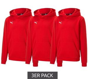 Pack of 3 PUMA teamGOAL 23 Casuals children's hoodies with kangaroo pocket, hooded sweater for young boys and girls 656711 01 red