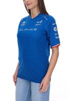 Kappa X ALPINE Formel 1 F1 Ocon Damen Kurzarm-Shirt Sport-Trikot mit V-Ausschnitt Alltags-Shirt 351883W AF1 A01 Blau