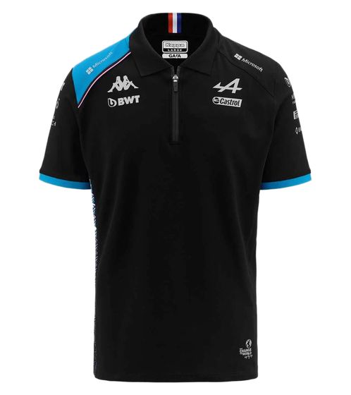 Kappa X ALPINE Formula 1 F1 women's polo shirt cotton top with HYDRO WAY PROTECTION technology short-sleeved shirt 361E33W AF1 A12 black