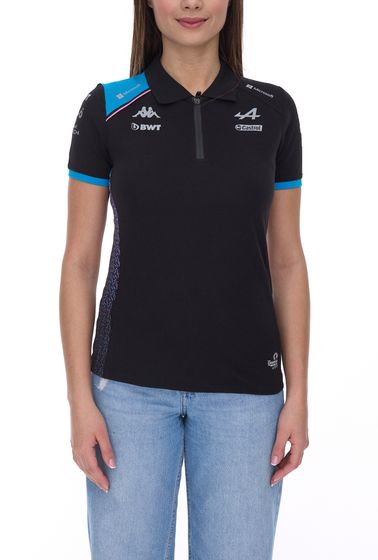 Kappa X ALPINE Formula 1 F1 women's polo shirt cotton top with HYDRO WAY PROTECTION technology short-sleeved shirt 361E33W AF1 A12 black