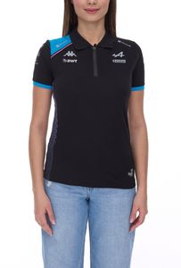 Kappa X ALPINE Formel 1 F1 Damen Polo-Shirt Baumwoll-Oberteil mit HYDRO WAY PROTECTION-Technologie Kurzarm-Shirt 361E33W AF1 A12 Schwarz