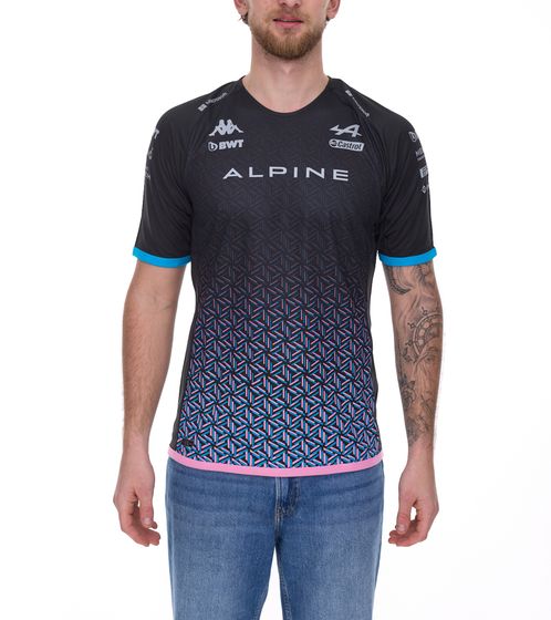 Kappa X ALPINE Formel 1 F1 GASLY Herren T-Shirt mit HYDRO WAY PROTECTION-Technologie Kurzarm-Shirt 371C6FW AF1 A0B Schwarz/Rosa