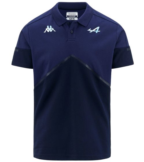 Kappa X ALPINE Formel 1 F1 Angai Herren Polo-Shirt Baumwoll-Oberteil Kurzarm-Shirt 341D2PW AF1 A03 Blau/Weiß