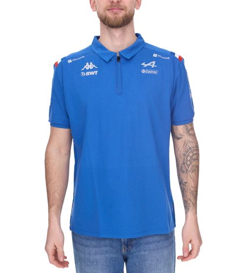 Kappa X ALPINE Formel 1 F1 Herren Polo-Shirt Baumwoll-Oberteil mit HYDRO WAY PROTECTION-Technologie Kurzarm-Shirt 341889W AF1 063 Blau