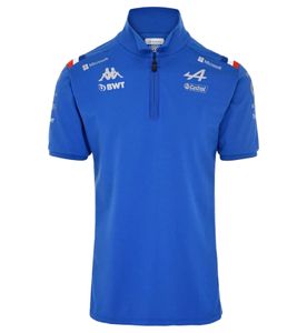 Kappa X ALPINE Formel 1 F1 Herren Polo-Shirt Baumwoll-Oberteil mit HYDRO WAY PROTECTION-Technologie Kurzarm-Shirt 341889W AF1 063 Blau