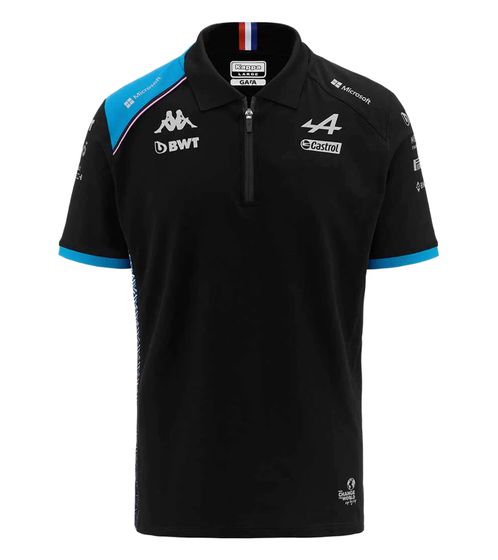 Kappa X ALPINE Formula 1 F1 men's polo shirt cotton top with HYDRO WAY PROTECTION technology short-sleeved shirt 361C2RW AF1 A12 black