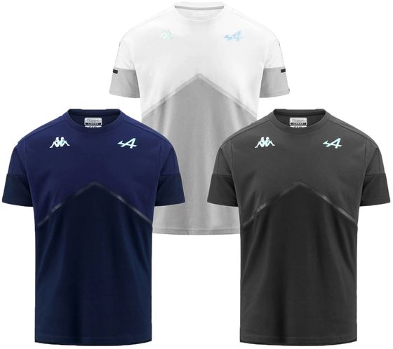 Kappa X ALPINE Formula 1 men's T-shirt cotton top short-sleeved shirt 371D51W white, dark grey or dark blue