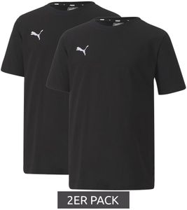 Pack de 2 PUMA TeamGoal 23 T-shirt de sport décontracté pour enfants pour garçons et filles T-shirt en coton avec logo brodé 656709 03 Noir