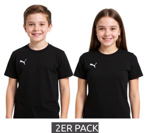 Pack de 2 PUMA TeamGoal 23 Camiseta deportiva informal para niños y niñas Camiseta de algodón con logo bordado 656709 03 Negro