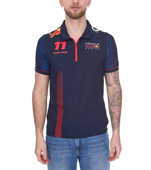 Oracle Red Bull Racing F1 Sergio Perez Herren Polo-Hemd mit Grafikdruck auf Front- und Rückseite Polo-Shirt TM3182 Navy