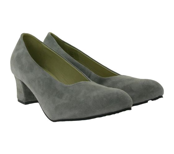 FORMSPORT EXCLUSIV Damen Pumps Echtleder-Schlupfschuhe mit Blockabsatz 568 Grau