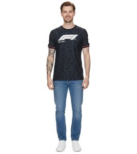 Formula 1 F1 men's round-neck shirt with subtle camouflage print sports jersey 701222547 001 black/red