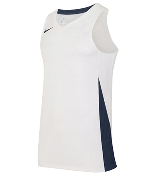 NIKE Team Basketball Men's Tank Top with DryFit Sports Shirt Training Shirt NT0199-101 White/Dark Blue