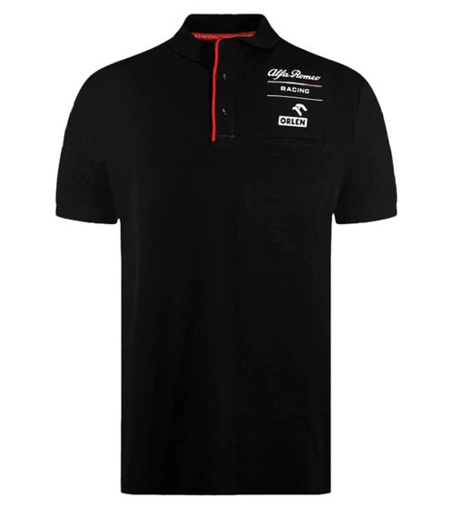 ALFA ROMEO Essential men's polo shirt, cotton shirt, short-sleeved shirt ARR_ESPO82 black